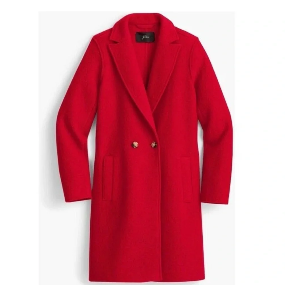J Crew Boiled Wool Daphne Topcoat red size 0